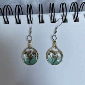 Elegant Gold and Green Botanical Earrings
